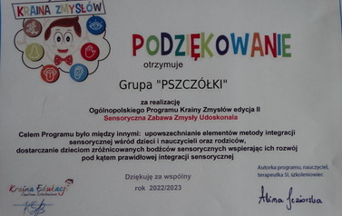 Grafika przedstawia kolorowy napis "Podziękowanie"
