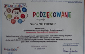 Grafika przedstawia kolorowy napis "Podziękowanie"