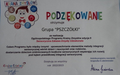 Grafika przedstawia kolorowy napis 'Podziękowanie' 